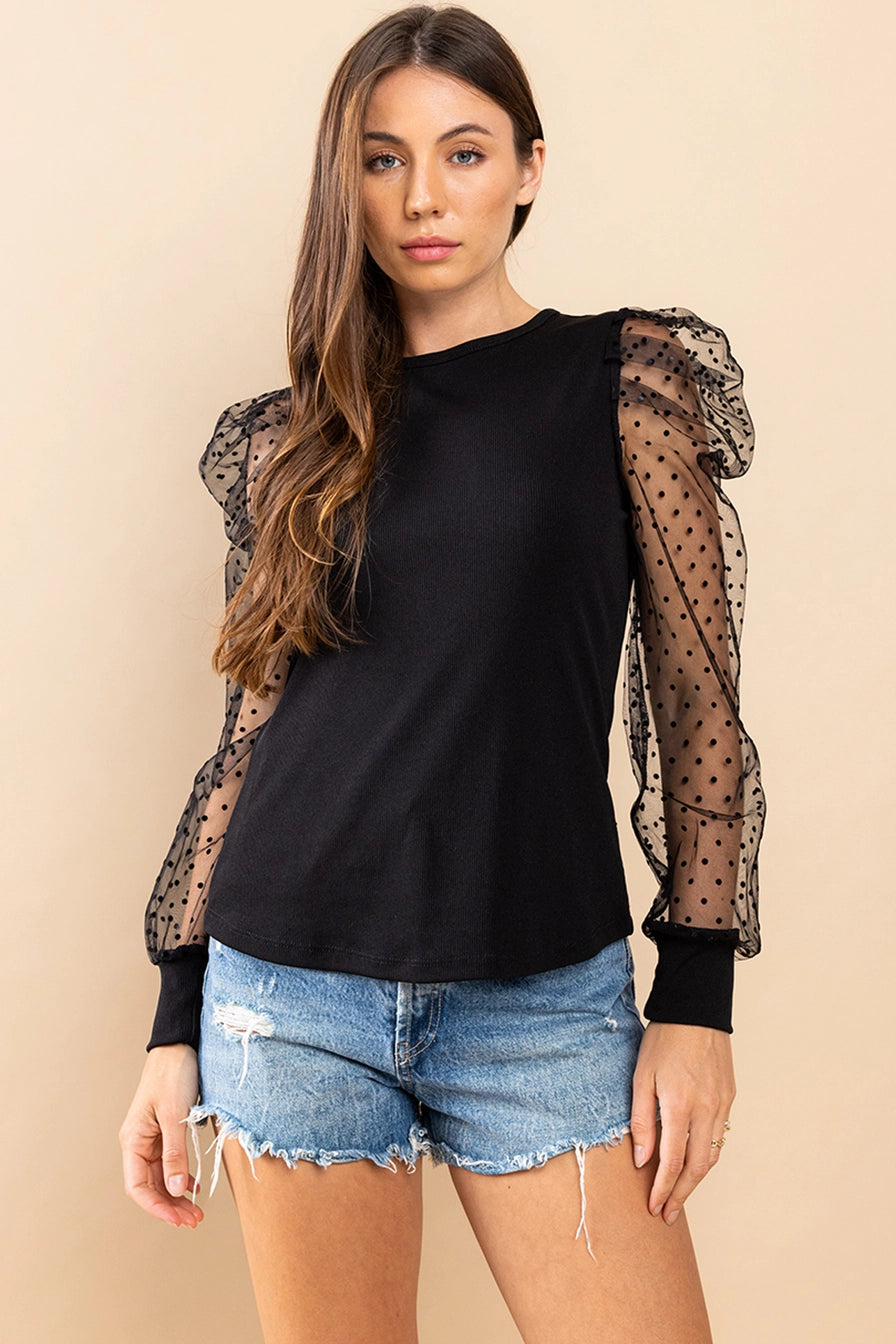 Sheer Delight Puff Sleeve Blouse