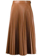 Load image into Gallery viewer, Pleated Leather Midi Skirt-2 Colors/Extended Sizes