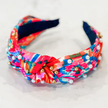 Load image into Gallery viewer, Ikat Pearl Knotted Headband