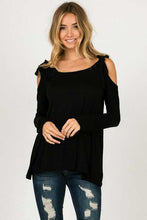 Load image into Gallery viewer, Ribbon Detail Cold Shoulder Top