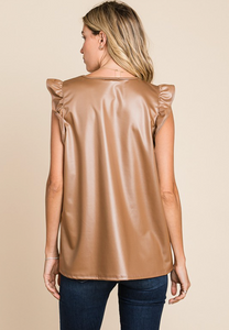 Gwyneth Faux Leather Top- Extended Sizes